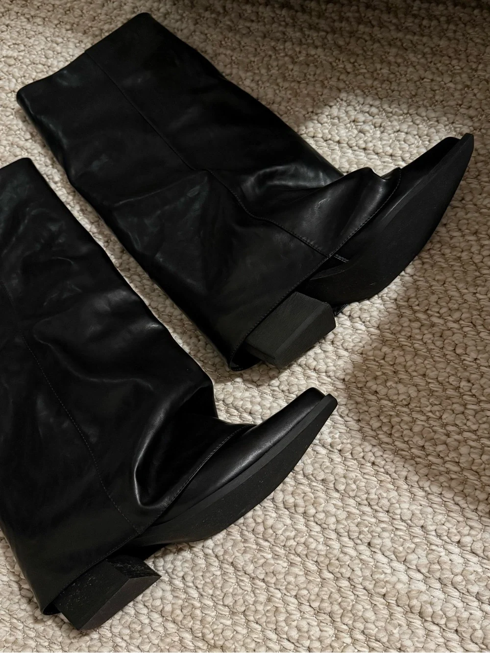 Women's Fold Over Knee High Boots Wide Calf Chunky Heel Long Boots
